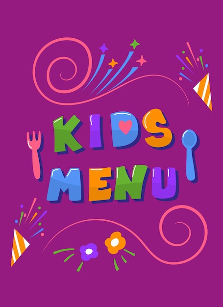 Ontwerp voor woord kindermenu Vector illustratie