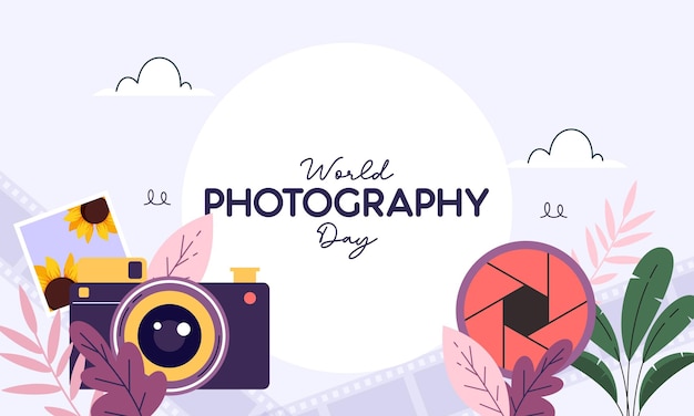 Ontwerp Wereld Fotografie Dag Concept Platte achtergrond