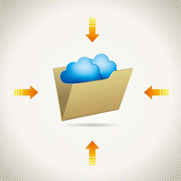 Ontwerpconcept voor cloud computing en netwerken, Cloud-symbool in een map.