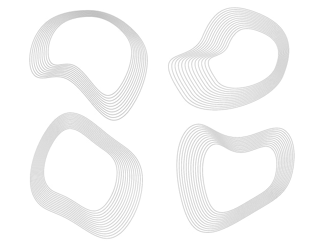 Ontwerpelementen Cirkel vervormde vorm zeeschelpen Set abstracte cirkelvormige golvende strepen logo-element op witte achtergrond geïsoleerd Vector illustratie EPS 10 golf met lijnen gemaakt met behulp van overvloeigereedschap