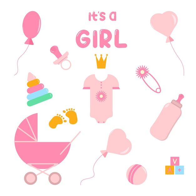 Vector ontwerpelementen en decoratie voor babymeisjes