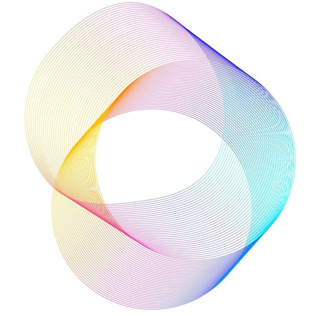 Ontwerpelementen Golf van vele paarse lijnen cirkel ring abstracte verticale golvende strepen op witte achtergrond geïsoleerd vectorillustratie EPS-10 kleurrijke golven met lijnen gemaakt met behulp van Blend Tool