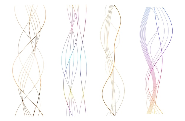 Ontwerpelementen Golven van vele paarse stippellijnen Abstracte golvende strepen op witte achtergrond geïsoleerde vectorillustratie EPS 10 Kleurige golven met lijnen gemaakt met behulp van Blend Tool