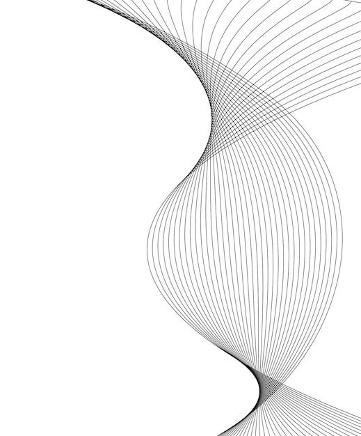 Vector ontwerpgolfelementen van veel grijze lijnen abstracte golvende strepen op witte achtergrond geïsoleerd creatieve lijnkunst vectorillustratie eps 10 zwarte glanzende golven met lijnen gemaakt met behulp van blend tool