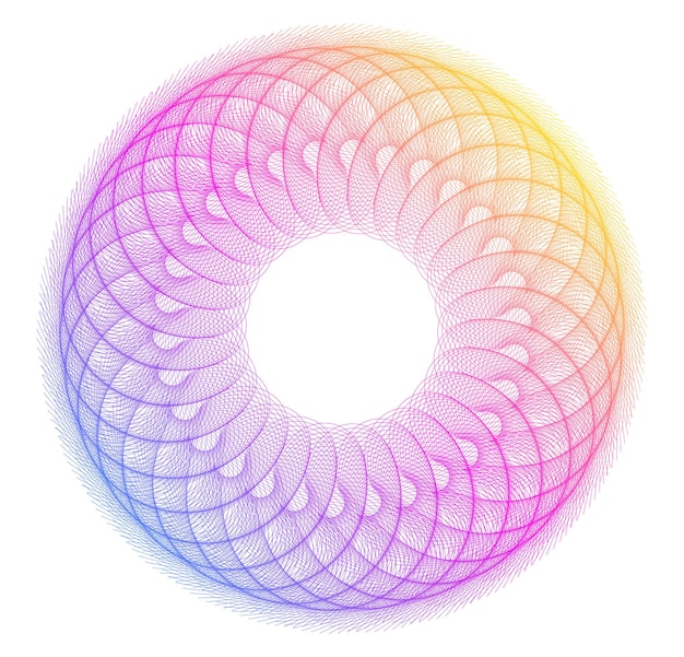 Vector ontwerpgolfelementen van veel paarse lijnen cirkelring abstracte verticale golvende strepen op wit