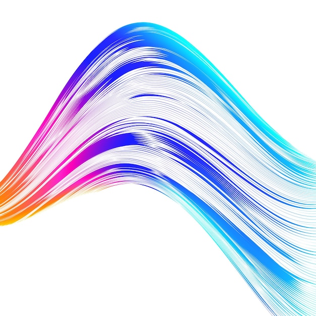 Ontwerpgolfelementen van vele lijnen Abstracte verticale golvende strepen op witte achtergrond geïsoleerd Creatieve lijnkunst Vectorillustratie EPS 10 Kleurige golven met lijnen gemaakt met behulp van Blend Tool