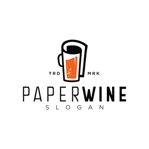 Ontwerpidee voor wijnlogo met papierrol