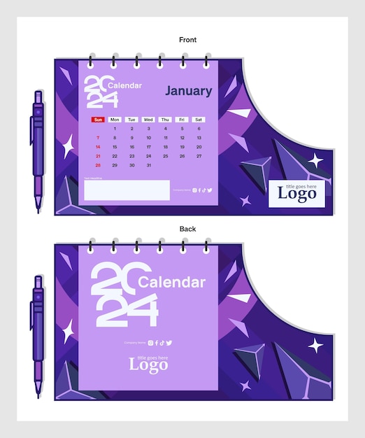 Vector ontwerpkalender januari 2024