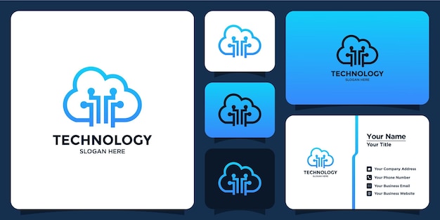 Ontwerplogo en brandingkaart voor cloudtechnologie