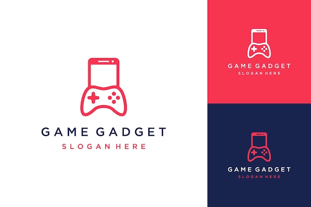 ontwerplogo voor gamegadgets of mobiele telefoons met gameconsoles