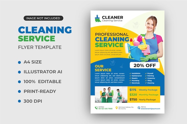 Ontwerpmodel voor een flyer voor de promotie van schoonmaakbedrijven