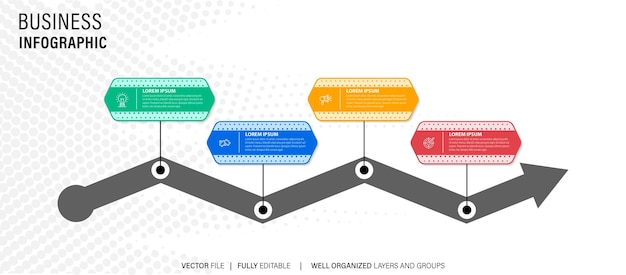 Ontwerpmodel voor een infografische grafiek over beleggingsefficiëntie Bewerkbare infographiek met iconen Instructiona