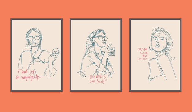 Ontwerpposter Esthetische lijn Kunst van vrouwen met inspirerende boodschappen
