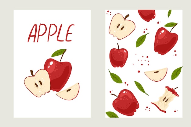 Ontwerpsjablonen voor Apple-verpakkingen Ansichtkaarten met appelontwerp vectorillustratie