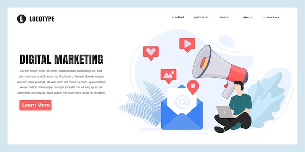 Ontwerpsjablonen voor webpagina's voor illustratie van het digitale marketingconcept