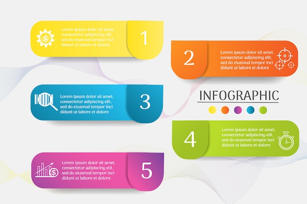 Ontwerpsjabloon bedrijf 5 stappen infographic grafiekelement.