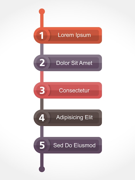 Ontwerpsjabloon met vijf elementen met cijfers en plaats voor uw tekstvectoreps10-illustratie