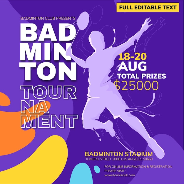 ontwerpsjabloon voor badmintontoernooi-flyer