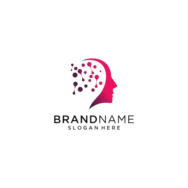 Ontwerpsjabloon voor Brain Tech Mind-gegevens Logo