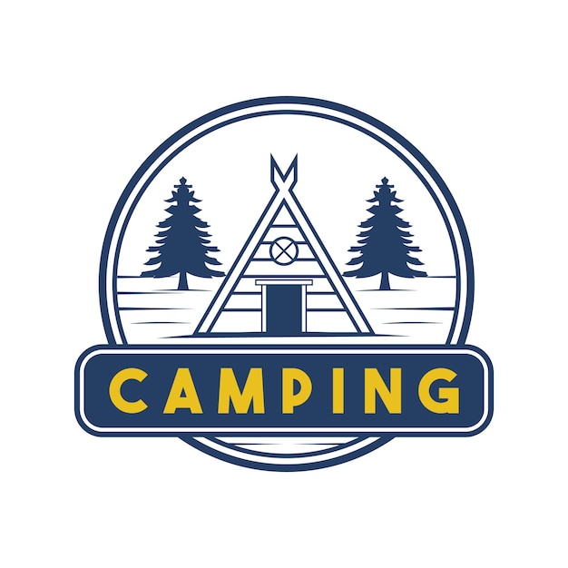 Ontwerpsjabloon voor campinglogo. Buiten ontwerp illustratie.