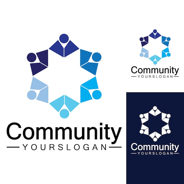 Ontwerpsjabloon voor communitylogo voor teams of groepsnetwerk en sociaal pictogramontwerp