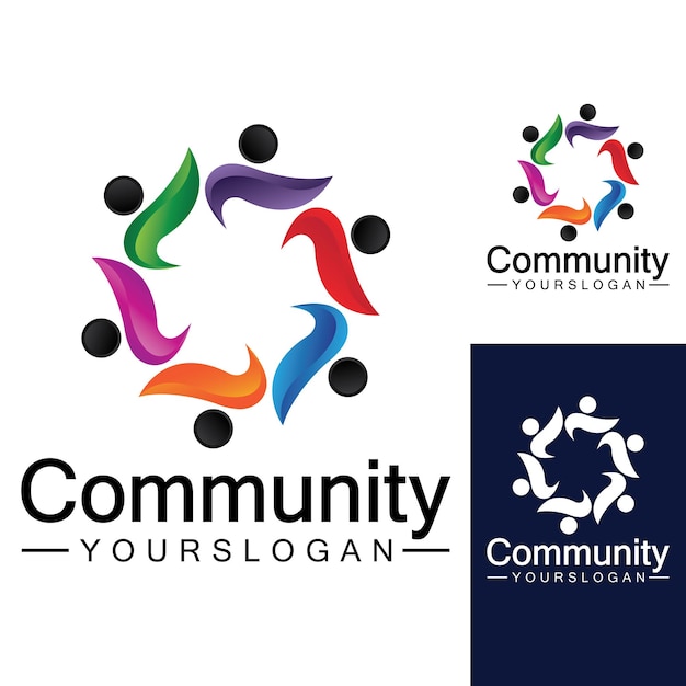 Ontwerpsjabloon voor communitylogo voor teams of groepsnetwerk en sociaal pictogramontwerp