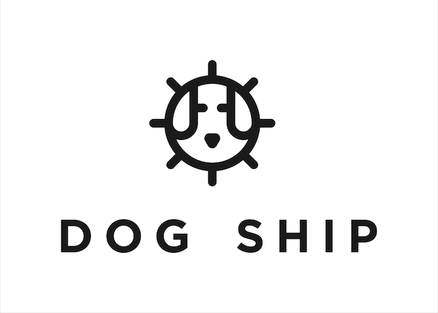 Ontwerpsjabloon voor creatieve logo's voor honden en schepen
