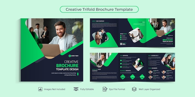 Ontwerpsjabloon voor creatieve zakelijke vierkante driebladige brochure