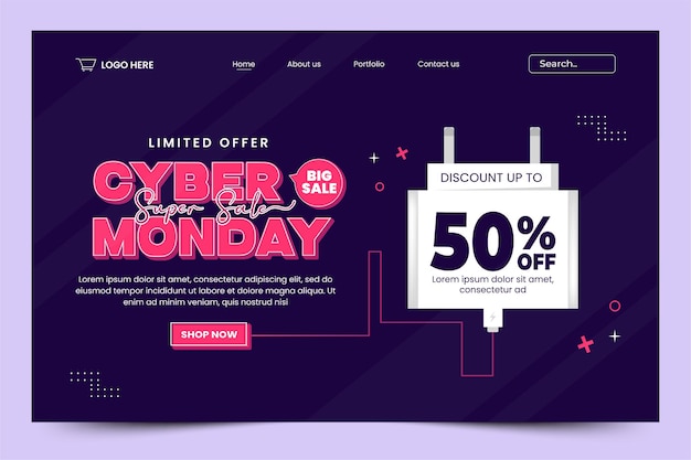 Ontwerpsjabloon voor Cyber Monday-bestemmingspagina