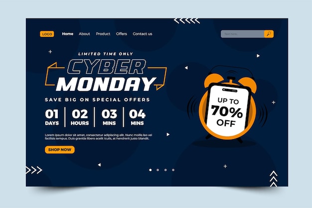 Ontwerpsjabloon voor Cyber Monday-bestemmingspagina