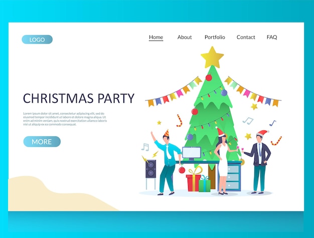 Ontwerpsjabloon voor de bestemmingspagina van de website van de kerstfeest vector