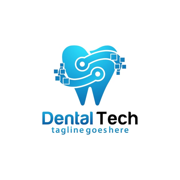 Vector ontwerpsjabloon voor dental tech-logo