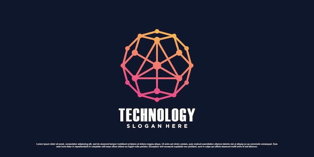 Ontwerpsjabloon voor digitaal netwerklogo voor technologie met driehoekspictogram en creatief uniek concept