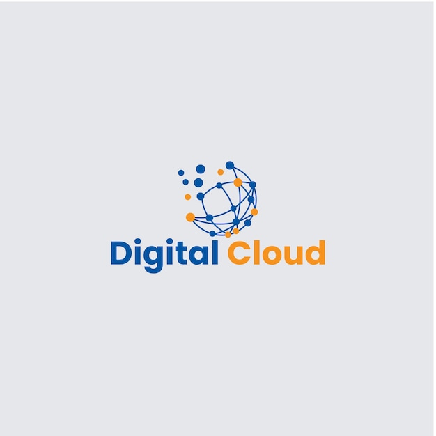 Ontwerpsjabloon voor digitale cloud-logo