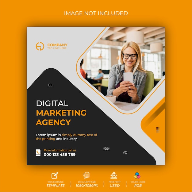 Ontwerpsjabloon voor digitale marketingbureaus voor sociale berichten