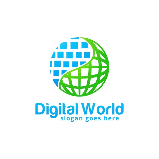 Ontwerpsjabloon voor digitale wereld-logo