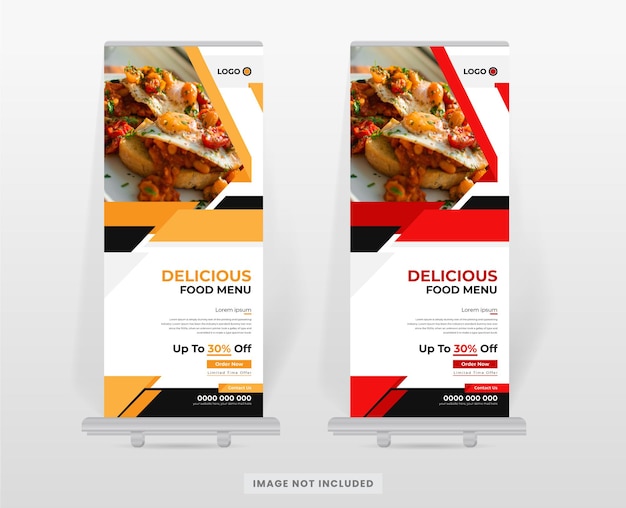 Ontwerpsjabloon voor eten en restaurant roll-up banner