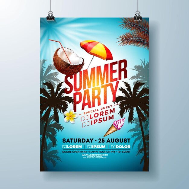 Vector ontwerpsjabloon voor flyer voor zomerfeest