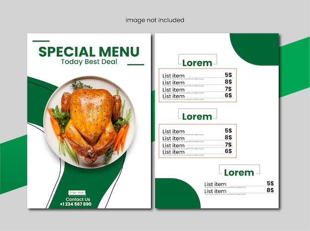 Ontwerpsjabloon voor folder voor voedselmenu