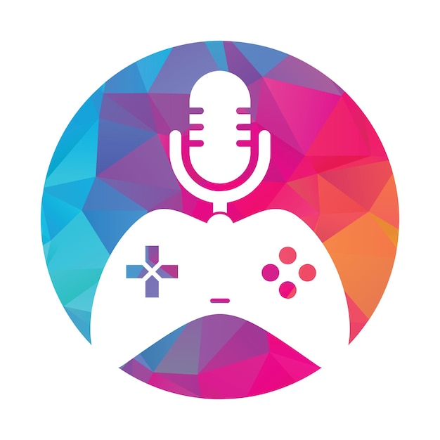 Vector ontwerpsjabloon voor gamepad en podcast-logo