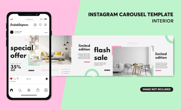 Ontwerpsjabloon voor interieurverkoop Instagram-carrousel