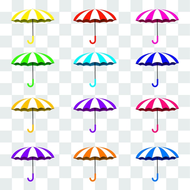 Vector ontwerpsjabloon voor kleurrijke paraplu's van het moessonseizoen