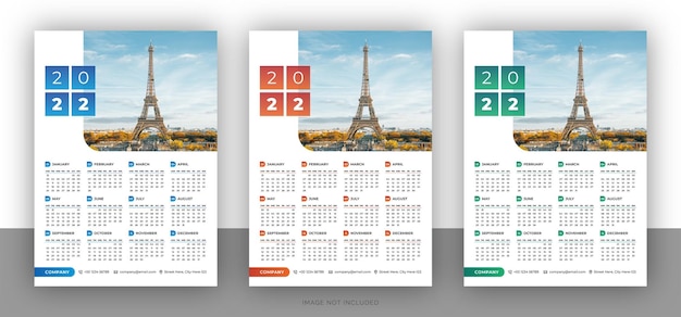 Ontwerpsjabloon voor kleurrijke zakelijke wandkalender