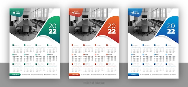 Ontwerpsjabloon voor kleurrijke zakelijke wandkalender