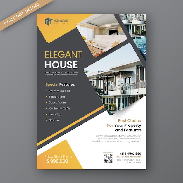Ontwerpsjabloon voor onroerend goed flyer
