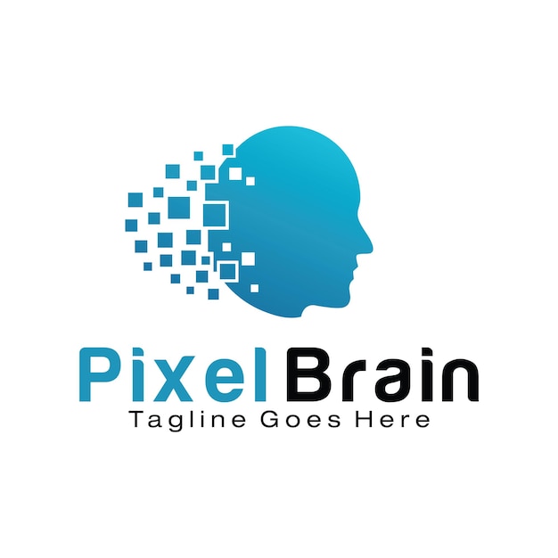 Ontwerpsjabloon voor pixel brain-logo