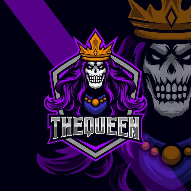 Ontwerpsjabloon voor queen skull game esport-logo