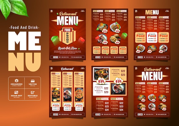 Ontwerpsjabloon voor restaurantmenu