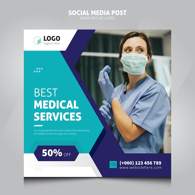 Ontwerpsjabloon voor sociale media voor medisch ziekenhuis
