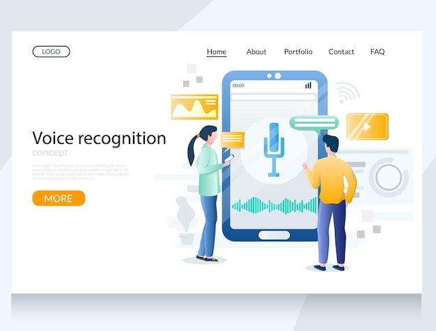 Ontwerpsjabloon voor spraakherkenning vector website bestemmingspagina